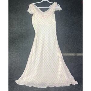 Vintage Y2K The Look rand duke Pink Silk polka dot Fairy Ethereal Flowy Dress 8